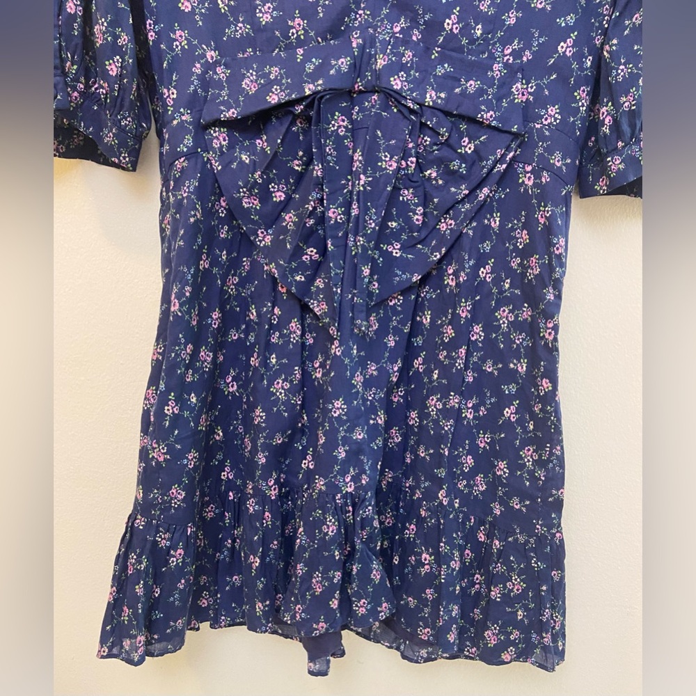 LoveShackFancy Eventide Blue Lena Floral 🌸 Cotton Mini Dress women’s Size L - Picture 12 of 16